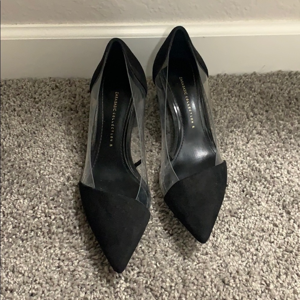 Zara black pointy clear heels